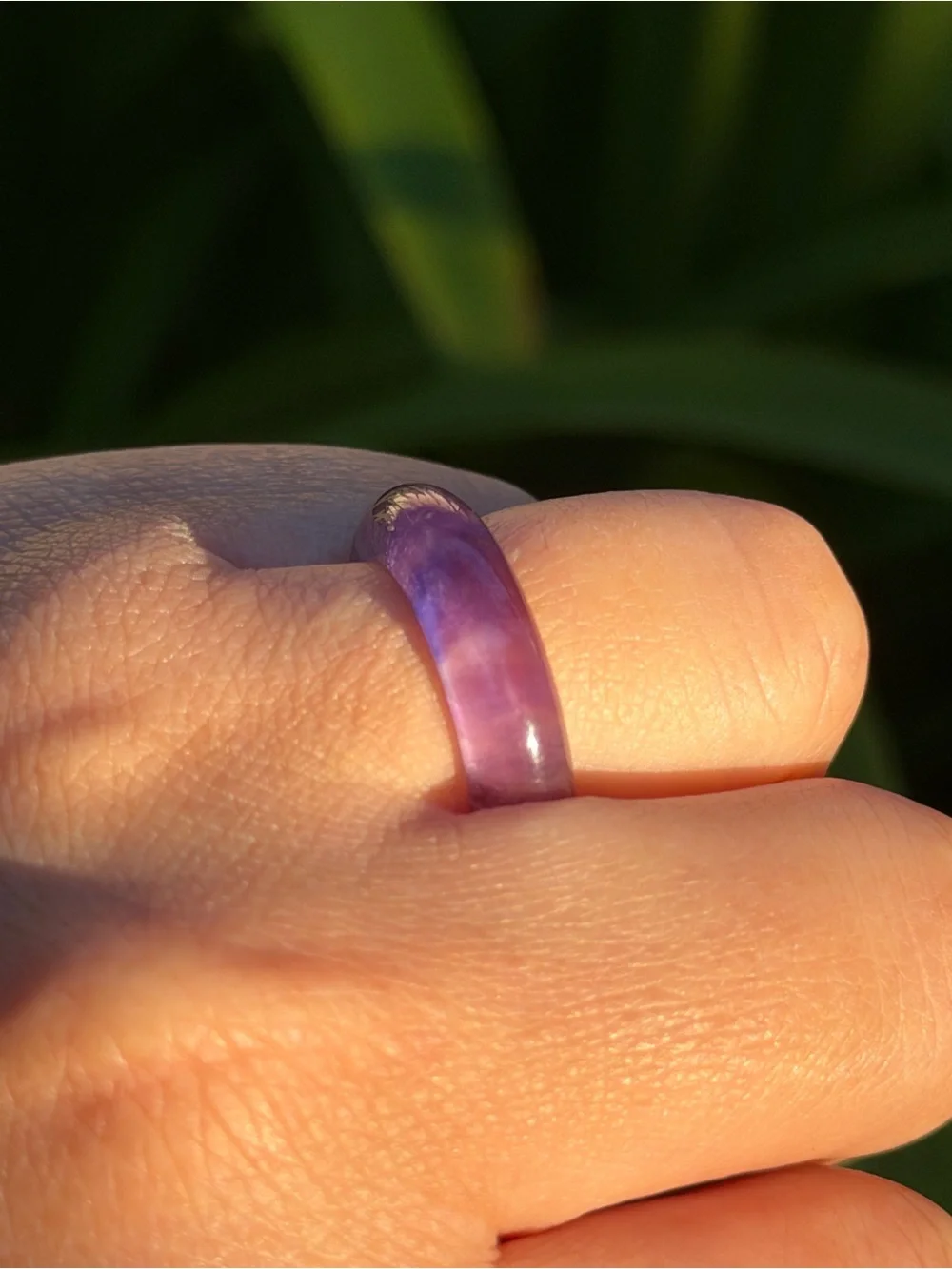 Size 6.25 Translucent Purple Amethyst Dome Ring 2197